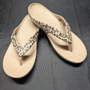 CROCS Beige Leopard Print Sandals